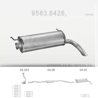  EDEX 04.05 - Kipufogó hátsó dob CITROEN AX 1.4 D (1989-1996)