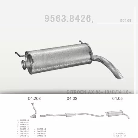 EDEX 04.05 - Kipufogó hátsó dob CITROEN AX 1.4 D (1989-1996)