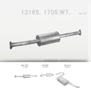   EDEX 04.122 - Kipufogó közép dob CITROEN JUMPER I 1.9 D, 2.0 D, 2.5 D (1994-2002)
