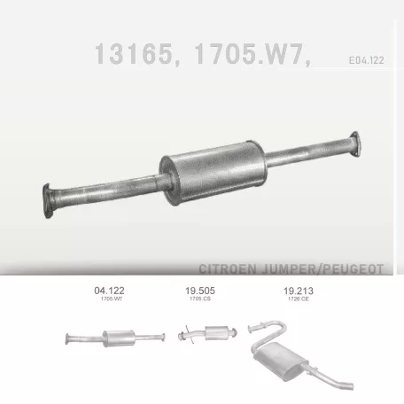 EDEX 04.122 - Kipufogó közép dob CITROEN JUMPER I 1.9 D, 2.0 D, 2.5 D (1994-2002)