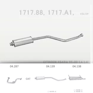   EDEX 04.139 - Kipufogó közép dob CITROEN XSARA 1.4, 1.8 (1999-2000)