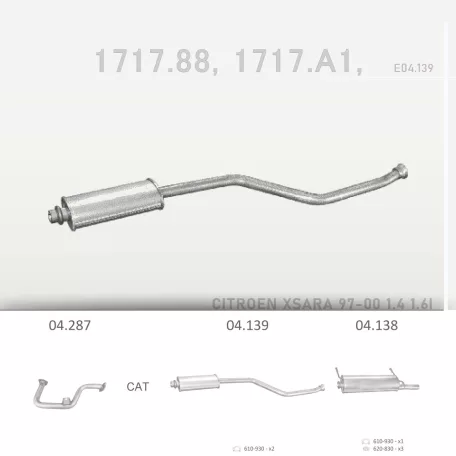 EDEX 04.139 - Kipufogó közép dob CITROEN XSARA 1.4, 1.8 (1999-2000)