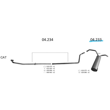 EDEX 04.233 - Citroen C1 / Peugeot 107 / Toyota Aygo kipufogó hátsó dob