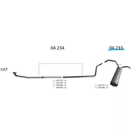 EDEX 04.233 - Kipufogó Citroen C2 / Peugeot 107 / Toyota Aygo 1.0 VVTI