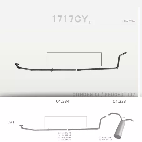 EDEX 04.234 - Kipufogó kipufogó cső CITROEN C1 1.0 (2005-2014)