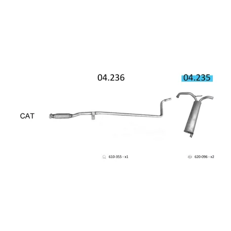 EDEX 04.235 - Kipufogó hátsó dob CITROEN C1 1.4 D (2005-2014)
