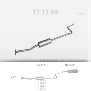   EDEX 04.237 - Kipufogó közép dob CITROEN C3 1.4 (2002-2009)