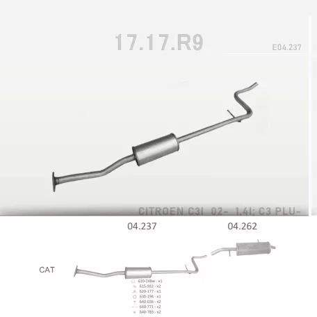 EDEX 04.237 - Kipufogó közép dob CITROEN C3 1.4 (2002-2009)