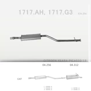   EDEX 04.256 - Kipufogó közép dob CITROEN XSARA PICASSO 1.8 (1999-2005)