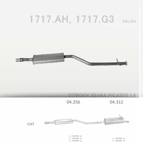EDEX 04.256 - Kipufogó közép dob CITROEN XSARA PICASSO 1.8 (1999-2005)