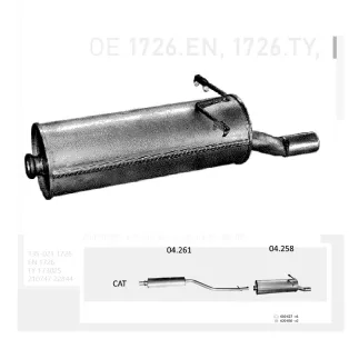   EDEX 04.258 - Kipufogó hátsó dob CITROEN XSARA PICASSO 1.6 (1999-2005)