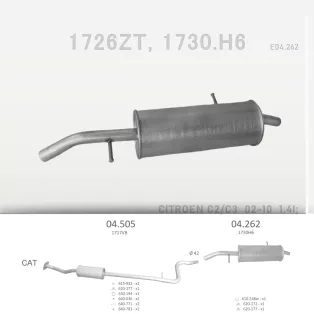   EDEX 04.262 - Kipufogó hátsó dob CITROEN C2 1.4 (2005-2010)