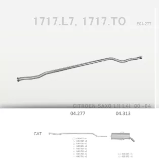   EDEX 04.277 - Kipufogó középső cső CITROEN SAXO 1.1, 1.4 (2000-2004)
