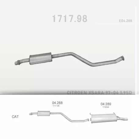 EDEX 04.288 - Kipufogó közép dob CITROEN XSARA 1.9 D, 2.0 D (1997-2001)