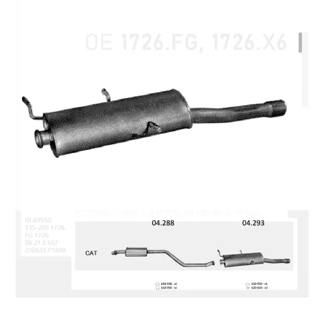 EDEX 04.293 - Kipufogó hátsó dob CITROEN XSARA 2.0 D (2000-2005)