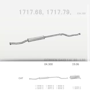   EDEX 04.300 - Kipufogó közép dob PEUGEOT 106 1.4, 1.6 (1991-2004)