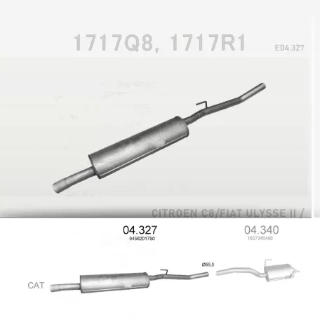 EDEX 04.327 - Kipufogó közép dob CITROEN C8 2.0 D (2002-2007)