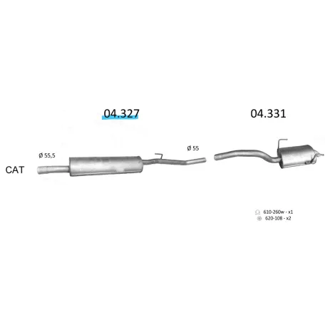 EDEX 04.327 - kipufogó közép dob