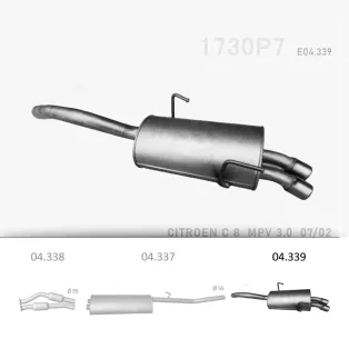   EDEX 04.339 - Kipufogó hátsó dob CITROEN C8 3.0 (2002-2014)
