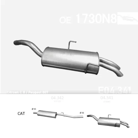 EDEX 04.341 - Kipufogó hátsó dob CITROEN C8 2.2 (2002-2007)