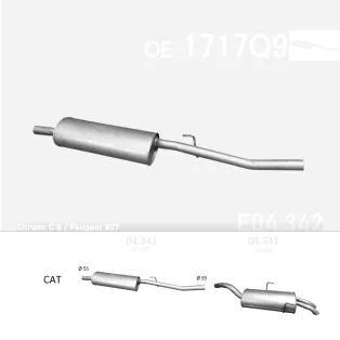   EDEX 04.342 - Kipufogó közép dob CITROEN C8 2.2 (2002-2008)