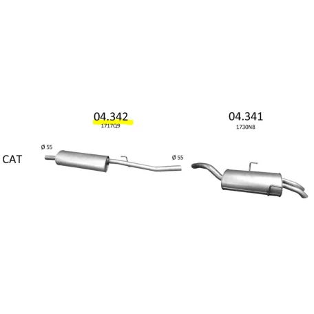 EDEX 04.342 - Kipufogó közép dob CITROEN C8 2.2 (2002-2008)