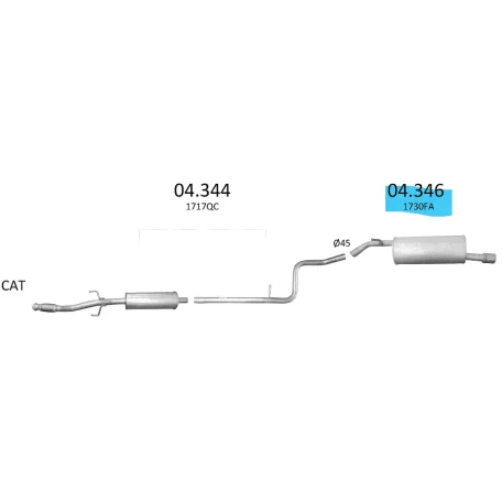 EDEX 04.346 - Citroen C3 / DS3 kipufogó hátsó dob