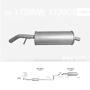  EDEX 04.403 - Kipufogó hátsó dob CITROEN C3 1.6 (2002-2010)
