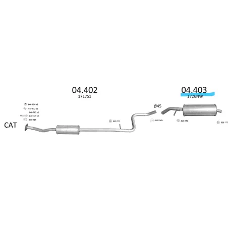 EDEX 04.403 - Kipufogó hátsó dob CITROEN C3 1.6 (2002-2010)