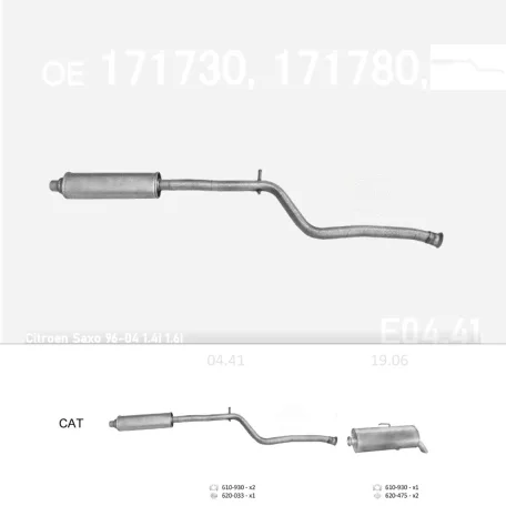 EDEX 04.41 - Kipufogó közép dob PEUGEOT 106 1.4, 1.6 (1996-2004)