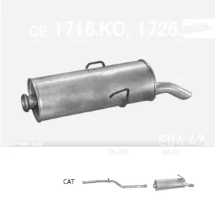   EDEX 04.42 - Kipufogó hátsó dob CITROEN SAXO 1.0, 1.1, 1.4, 1.5, 1.6 (1996-2004)