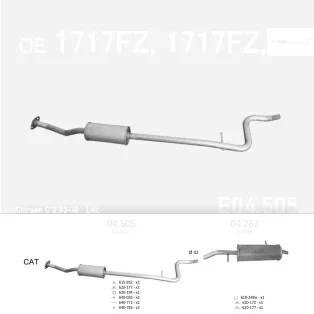   EDEX 04.505 - Kipufogó közép dob CITROEN C2 1.4 (2003-2010)