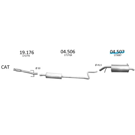 Hátsó Kipufogó - CITROEN C3 Picasso / PEUGEOT 207 / 208 / 2008 1.4 / 1.6 VTi, HDi (2006-2019)