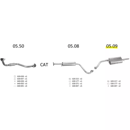 EDEX 05.09 - Daewoo Lanos kipufogó hátsó dob