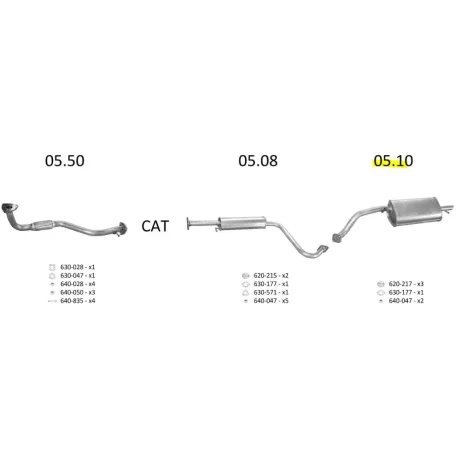 EDEX 05.10 - Daewoo Lanos HB kipufogó hátsó dob