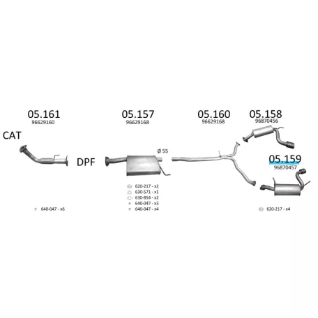 EDEX 05.159 - Chevrolet Captiva kipufogó hátsó dob