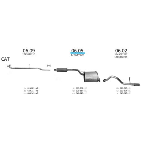EDEX 06.05 - Daihatsu Cuore / Move kipufogó közép dob
