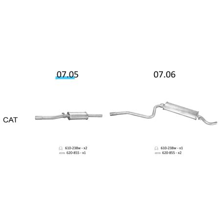 EDEX 07.05 - Fiat Cinquecento kipufogó közép dob