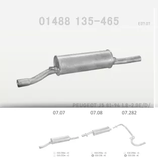   EDEX 07.07 - Kipufogó közép dob CITROEN C25D 1.9 D, 2.0 D, 2.4 D, 2.5 D (1982-1994)