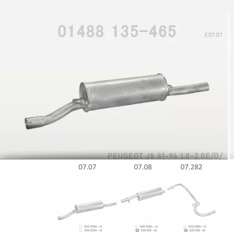 EDEX 07.07 - Kipufogó közép dob CITROEN C25D 1.9 D, 2.0 D, 2.4 D, 2.5 D (1982-1994)