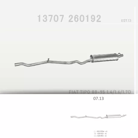 EDEX 07.13 - Kipufogó hátsó dob FIAT TIPO 1.4, 1.6, 1.7 D (1988-1995)