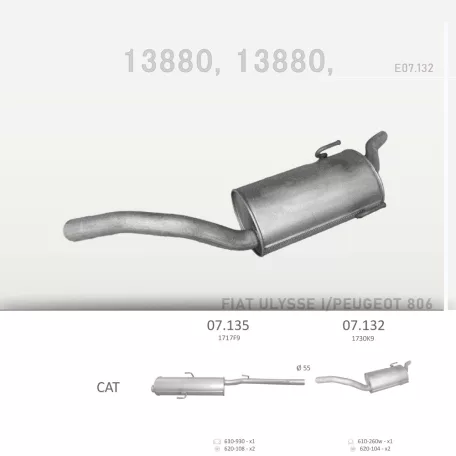 EDEX 07.132 - Kipufogó hátsó dob FIAT ULYSSE 2.0 (1994-2002)