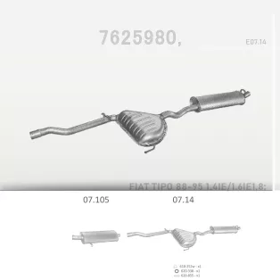   EDEX 07.14 - Kipufogó hátsó dob FIAT TIPO 1.1, 1.4, 1.6, 1.8, 2.0 (1988-1995)