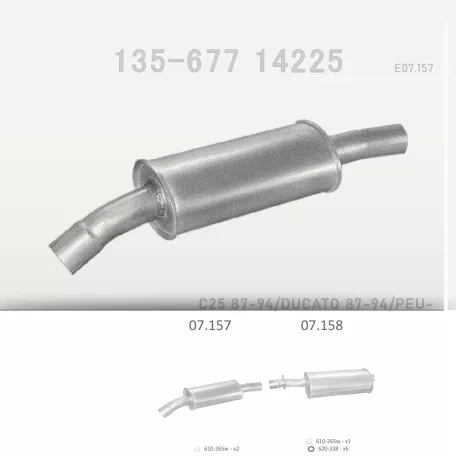 EDEX 07.157 - Kipufogó közép dob CITROEN C25D 1.9 D, 2.5 D (1987-1994)