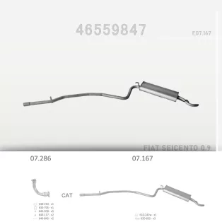   EDEX 07.167 - Kipufogó hátsó dob FIAT SEICENTO 0.9 (1998-2002)