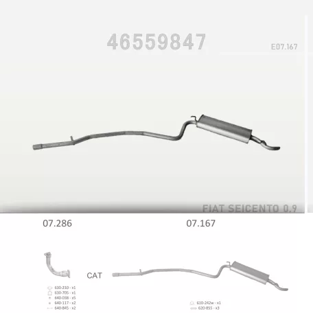 EDEX 07.167 - Kipufogó hátsó dob FIAT SEICENTO 0.9 (1998-2002)