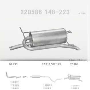   EDEX 07.168 - Kipufogó hátsó dob FIAT PALIO 1.2, 1.6, 1.9, 1.9 D (1997-2008)