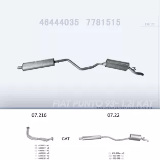 EDEX 07.22 - Kipufogó rendszer FIAT PUNTO 1.2 (1995-2001)
