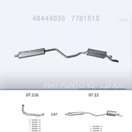 EDEX 07.22 - Kipufogó rendszer FIAT PUNTO 1.2 (1995-2001)