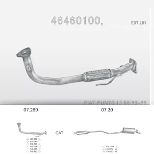   EDEX 07.289 - Kipufogó gyűjtő cső FIAT PUNTO 1.1 (1993-2001)